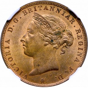 United Kingdom, 1/24 shilling 1877 - NGC MS65 RB