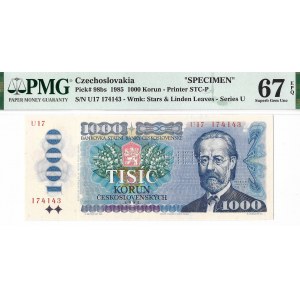 Czechosłowacja, 1000 koron 1985 SPECIMEN - PMG 67 EPQ