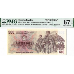 Czechosłowacja, 500 koron 1973 SPECIMEN - PMG 67 EPQ