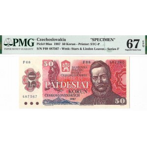Czechosłowacja, 50 koron 1987 SPECIMEN - PMG 67 EPQ