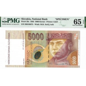 Słowacja, 5000 Koron 1995 SPECIMEN - PMG 65 EPQ