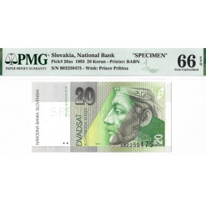 Slovakia, 20 Korun 1993 SPECIMEN