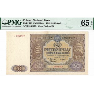 PRL, 50 złotych 1946 L - PMG 65EPQ