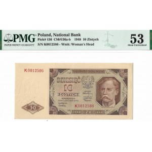 PRL, 10 złotych 1948 K - PMG 53