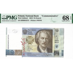 PWPW, 19 złotych Paderewski 2019 - PMG 68EPQ