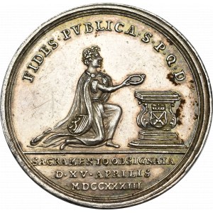 August ll Mocny, Medal przysięga wierności elektorowi saskiemu 1733