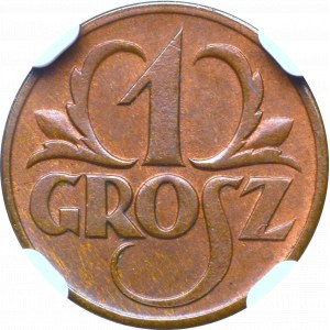 II Rzeczpospolita, 1 grosz 1927 - NGC MS64 BN