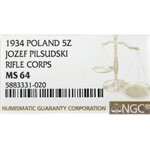 II Republic of Poland, 5 zloty 1934 Pilsudski - NGC MS64