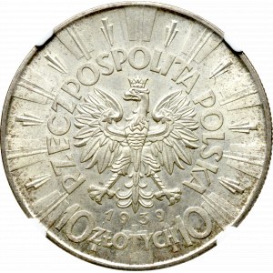 II Rzeczpospolita, 10 złotych 1939 Piłsudski - NGC MS64