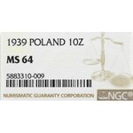 II Republic of Poland, 10 zloty 1939 Pilsudski - NGC MS64
