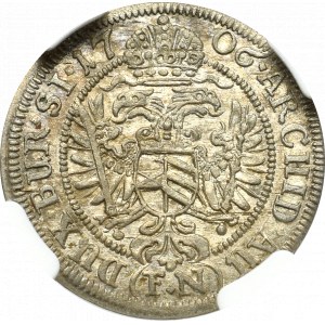 Śląsk, 3 Krajcary 1706 FN Wrocław - NGC AU58