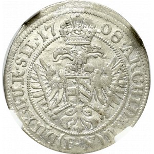 Silesia, Joseph I, 3 kreuzer 1708, Breslau - NGC MS61