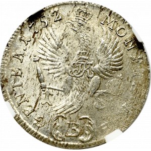 Śląsk, Fryderyk II, ort 1752 B, Wrocław - NGC MS62