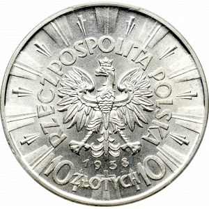 II Republic, 10 zlotych 1938, Pilsudski - PCGS MS62