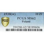 II Rzeczpospolita, 10 złotych 1938 Piłsudski - PCGS MS62