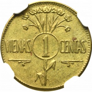 Litwa, 1 cent 1925 - NGC MS63