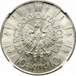 II Rzeczpospolita, 10 złotych 1938 Piłsudski - NGC MS62