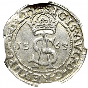 Zygmunt II August, Trojak 1563, Wilno - LIT/L NGC AU58