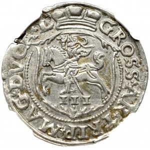 Zygmunt II August, Trojak 1563, Wilno - LIT/L NGC AU58