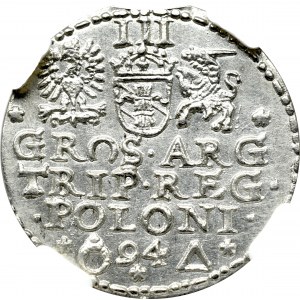 Sigismund III Vasa, 3 groschen 1594, Marienburg - NGC MS64