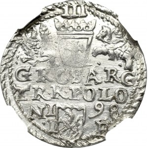 Sigismund III, 3 groschen 1598, Olcusia - NGC MS64