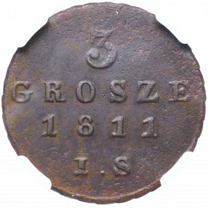 Duchy of Warsaw, 3 groschen 1811 - NGC UNC