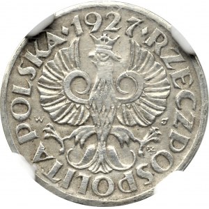 II Rzeczpospolita, 1 grosz 1927, srebro, bez napisu PRÓBA - NGC AU58