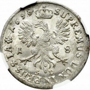 Prusy Książęce, Fryderyk III, Ort 1698 SD, Królewiec - NGC MS66