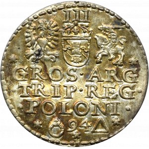 Zygmunt III Waza, Trojak 1594, Malbork - skrót daty między znakami nieopisany wariant Ex GENI MS64