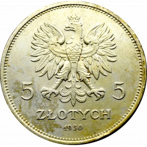 II Republic of Poland, 5 zloty 1930 November Uprising - hybrid obverse of high relief die