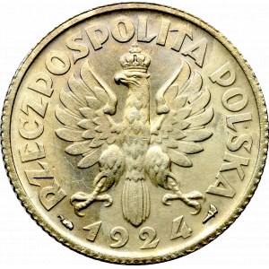 II Rzeczpospolita, 1 złoty 1924 (róg i pochodnia), Paryż Kobieta kłosy