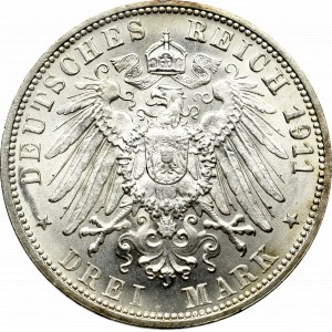 Germany, Wurtemberg, 3 mark 1911