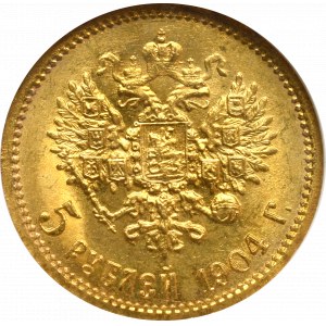 Russia, Nicholas II, 5 rouble 1904 AP - NGC MS66