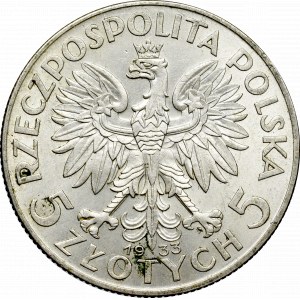 II Rzeczpospolita, 5 złotych 1933 Głowa kobiety