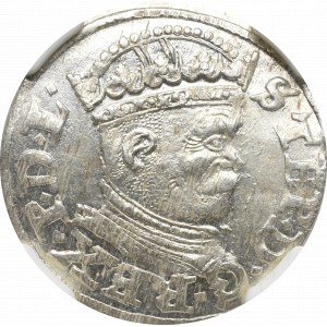 Stefan Batory, Trojak 1586, Ryga - mała głowa NGC MS63