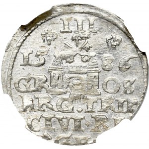 Stefan Batory, Trojak 1586, Ryga - mała głowa NGC MS63