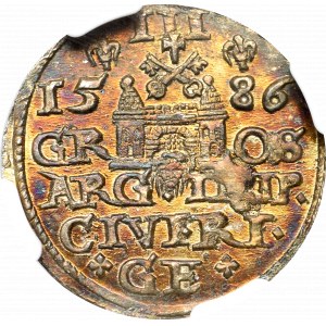 Stephen Bathory, 3 groschen 1586 - NGC MS63