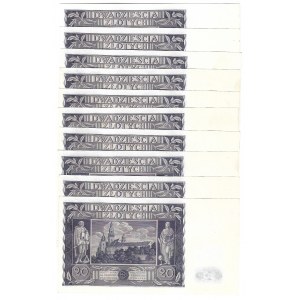 II RP, zestaw 10 sztuk x 20 złotych 1936 kolejne numery