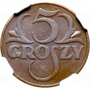 II Rzeczpospolita, 5 groszy 1936 - PCGS MS63 BN