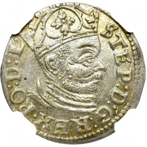 Stephan Bathory, 3 groschen 1584, Riga - NGC MS65