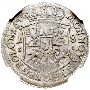 John III Sobieski, 18 groschen 1677 - NGC MS62