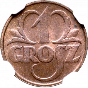 II Rzeczpospolita, 1 grosz 1933 - NGC MS64 RB