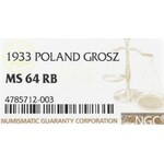II Republic of Poland, 1 groschen 1933 - NGC MS64 RB
