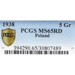 II Rzeczpospolita, 5 groszy 1938 - PCGS MS65 RD