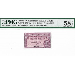 Poland, Goverment in exile, 1 zloty 1939 - PMG 58 EPQ