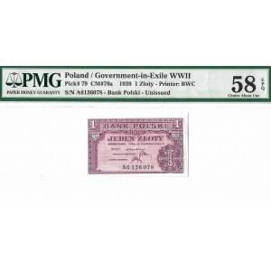 Rząd na uchodźstwie, 1 złoty 1939 - PMG 58 EPQ