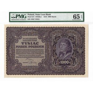 II RP, 1.000 marek polskich 1919 I SERJA DB - PMG65 EPQ