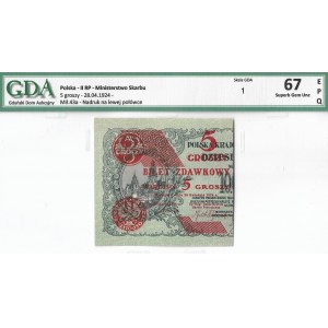 II RP, 5 groszy 1924 - lewa połówka - GDA 67EPQ