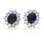Earrings with sapphires and diamonds, late 20th century.