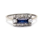 Ring with sapphire and diamonds 2nd half of 20th century.